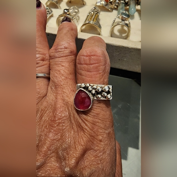 PINK SAPPHIRE HANDMADE RING STERLING SILVER SIZE 7 - Picture 11 of 12